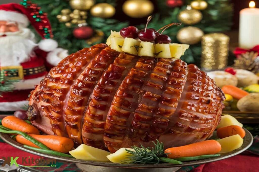 Glazed ham recipe for Christmas dinner with brown sugar glaze