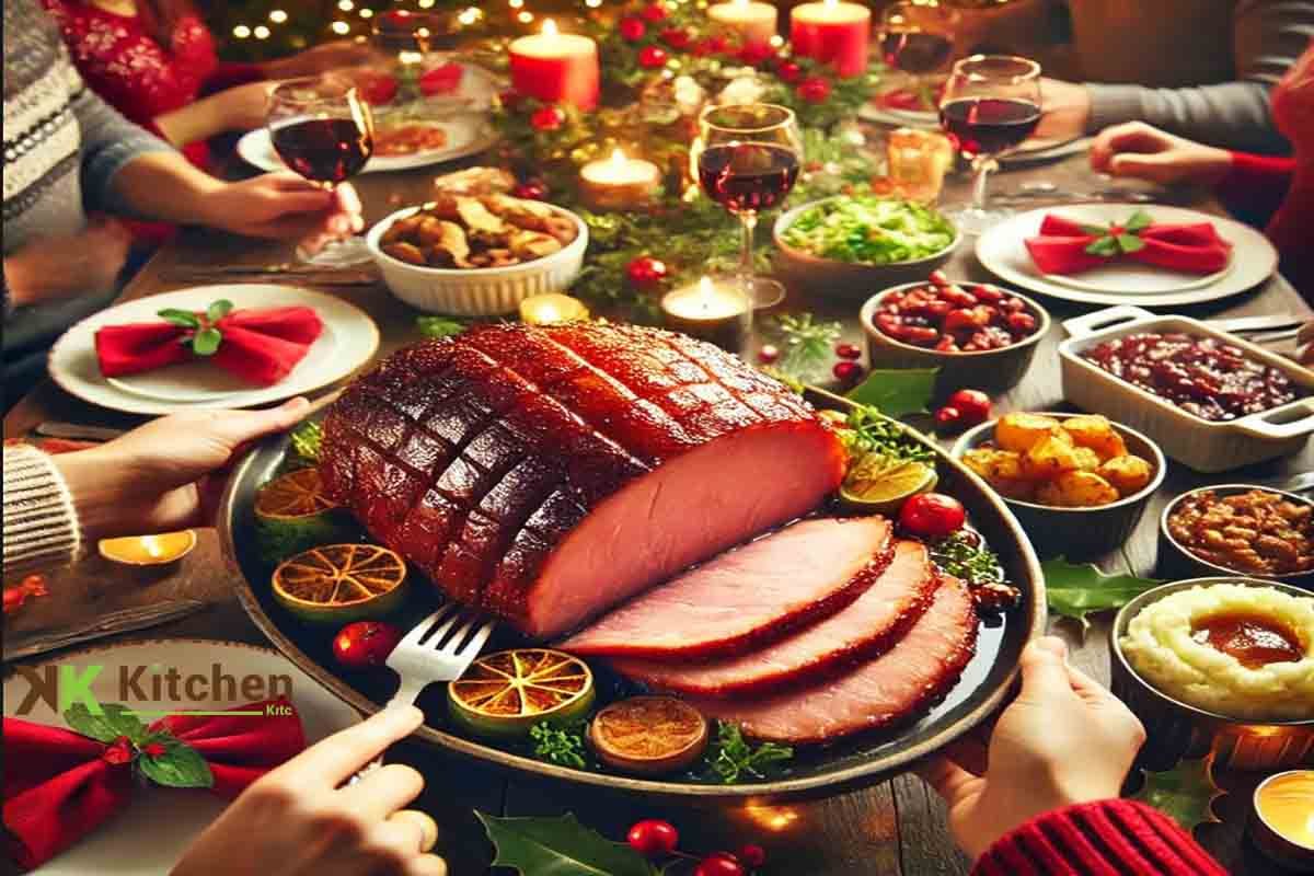 Glazed ham recipe for Christmas dinner with brown sugar glaze